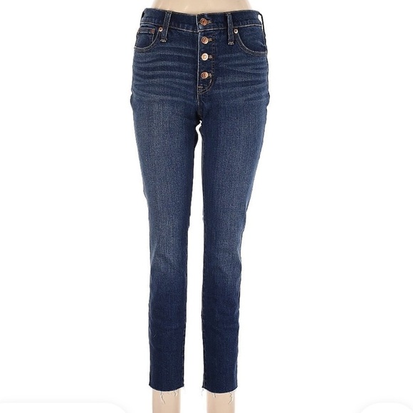 J. Crew Denim - J. Crew 9” Toothpick Skinny Dark Denim Jeans Raw Hem Sz 30